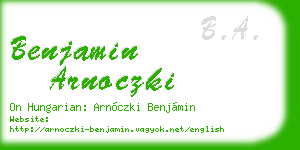 benjamin arnoczki business card
