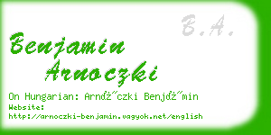 benjamin arnoczki business card